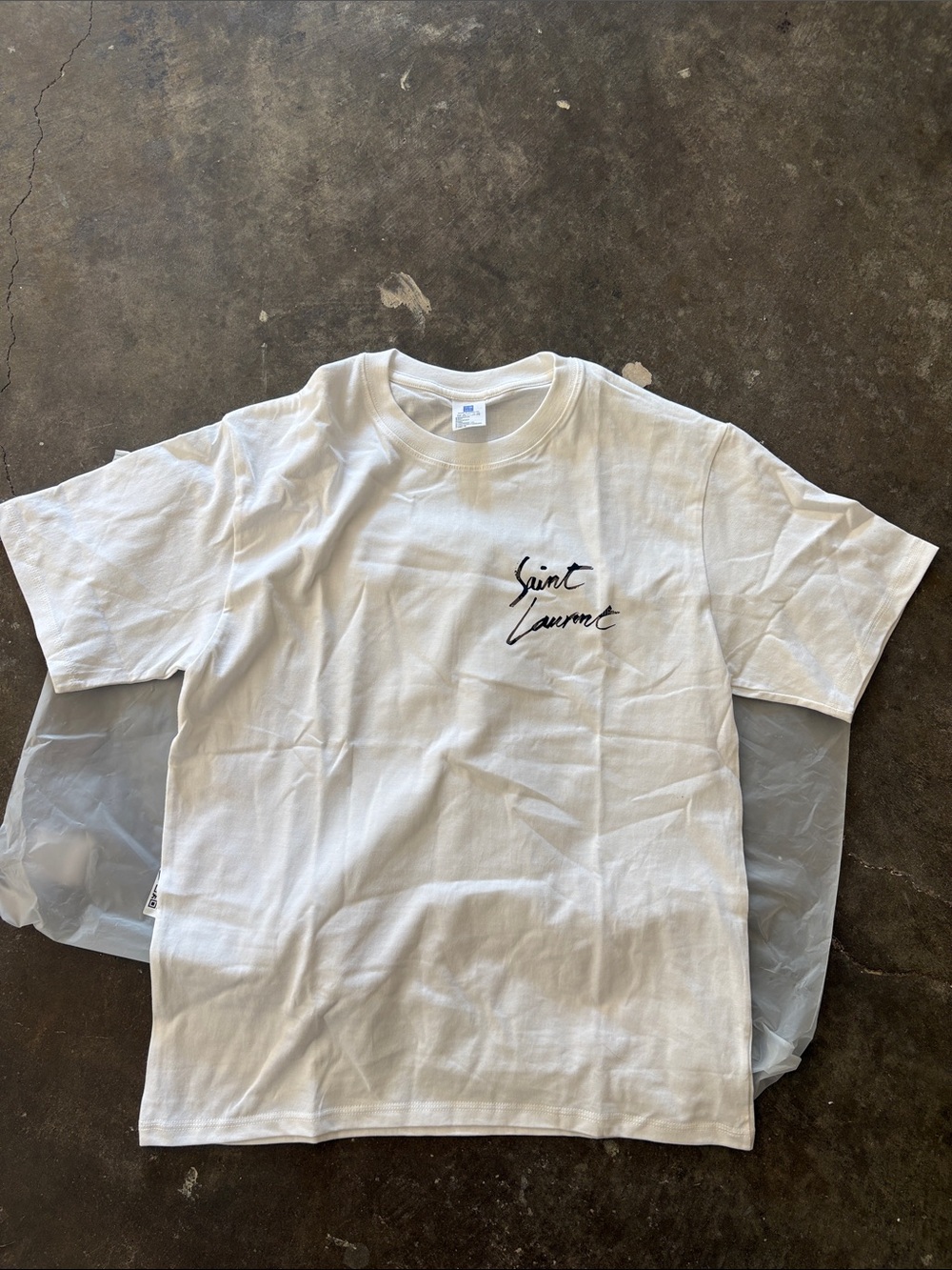 Saint Laurent White Short-Sleeve Tee with Script Logo